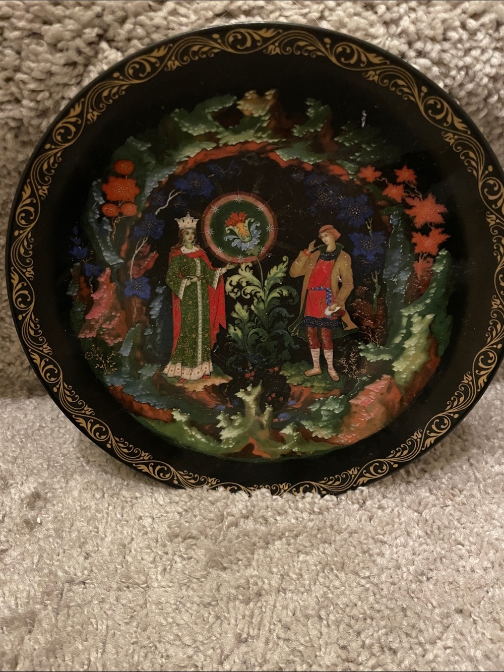 Decorative White Porcelain Plate with Cyrillic Backstamp